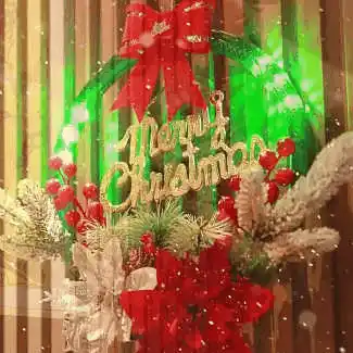 LED wreath in holiday decor
