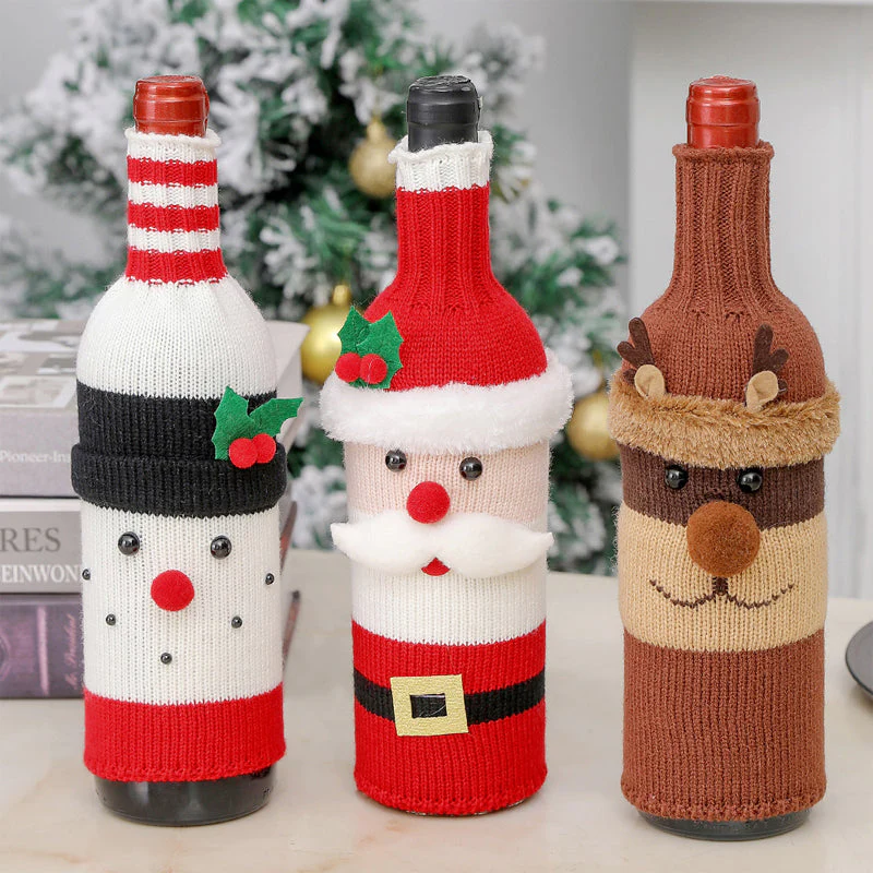 Santa-themed wine bottle cover