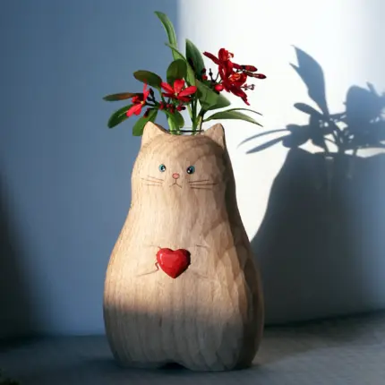 Handmade Wooden Cat Vases - Gift for Cat Lovers😸