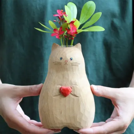 Handmade Wooden Cat Vases - Gift for Cat Lovers😸